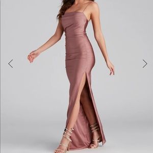 Windsor - ELLA COWL NECK SATIN DRESS MAUVE - Small